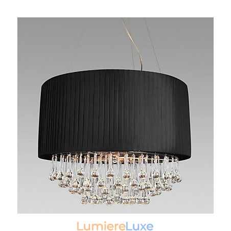 Plafonnier en cristal à 5 lumières avec abat-jour en tissu noir Plafonnier en cristal à 5 lumières avec abat-jour en tissu noir