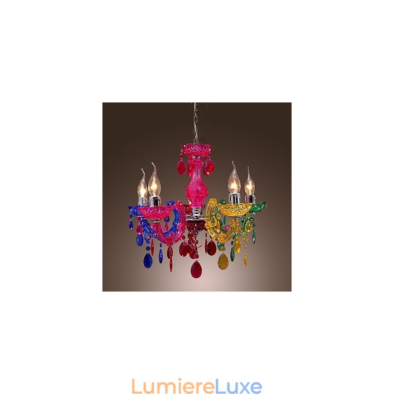 Lustre traditionnel classique en cristal et acrylique chromé