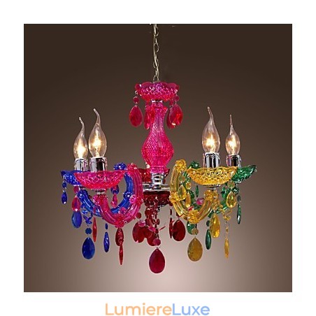 Lustre traditionnel classique en cristal et acrylique chromé Lustre traditionnel classique en cristal et acrylique chromé