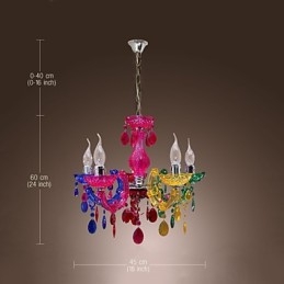 Lustre traditionnel classique en cristal et acrylique chromé