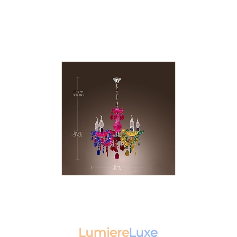 Lustre traditionnel classique en cristal et acrylique chromé