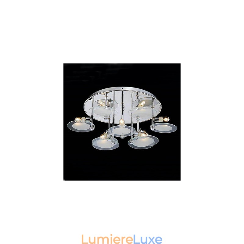 Plafonnier moderne en acier inoxydable avec 9 lumières