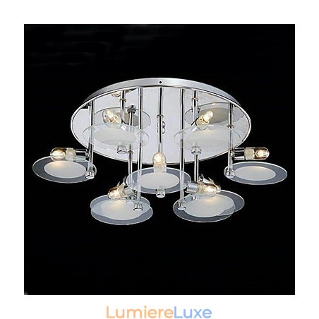 Plafonnier moderne en acier inoxydable avec 9 lumières Plafonnier moderne en acier inoxydable avec 9 lumières