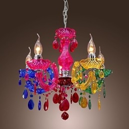 Lustre traditionnel classique en cristal et acrylique chromé