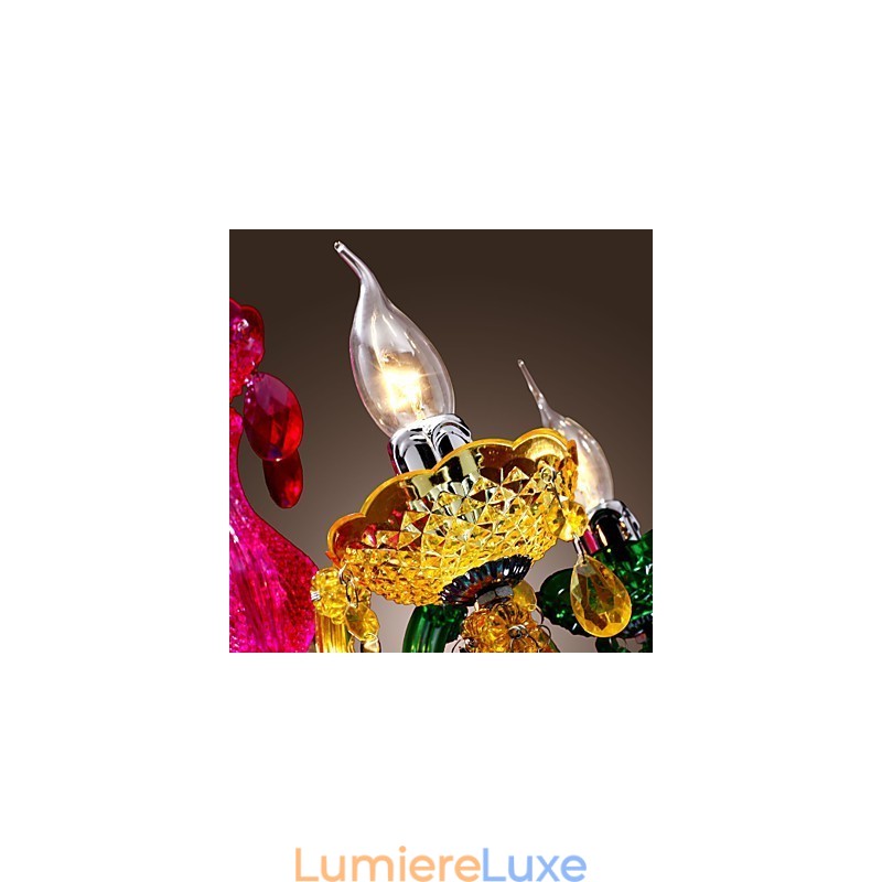 Lustre traditionnel classique en cristal et acrylique chromé
