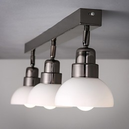 Plafonnier Trinal en verre blanc avec cadre en aluminium, design moderne et tendance