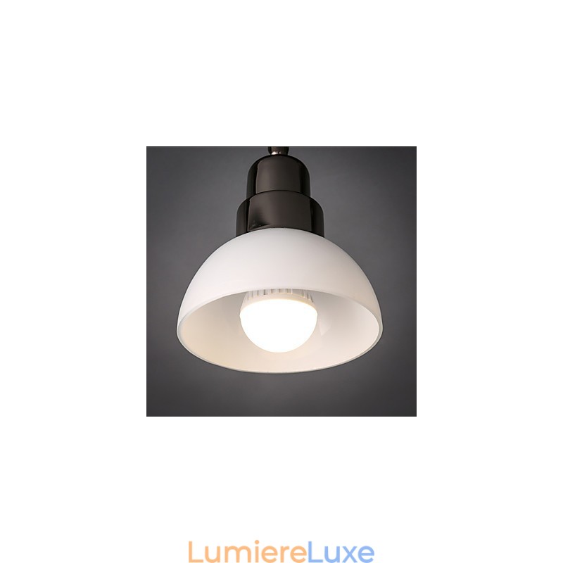 Plafonnier Trinal en verre blanc avec cadre en aluminium, design moderne et tendance