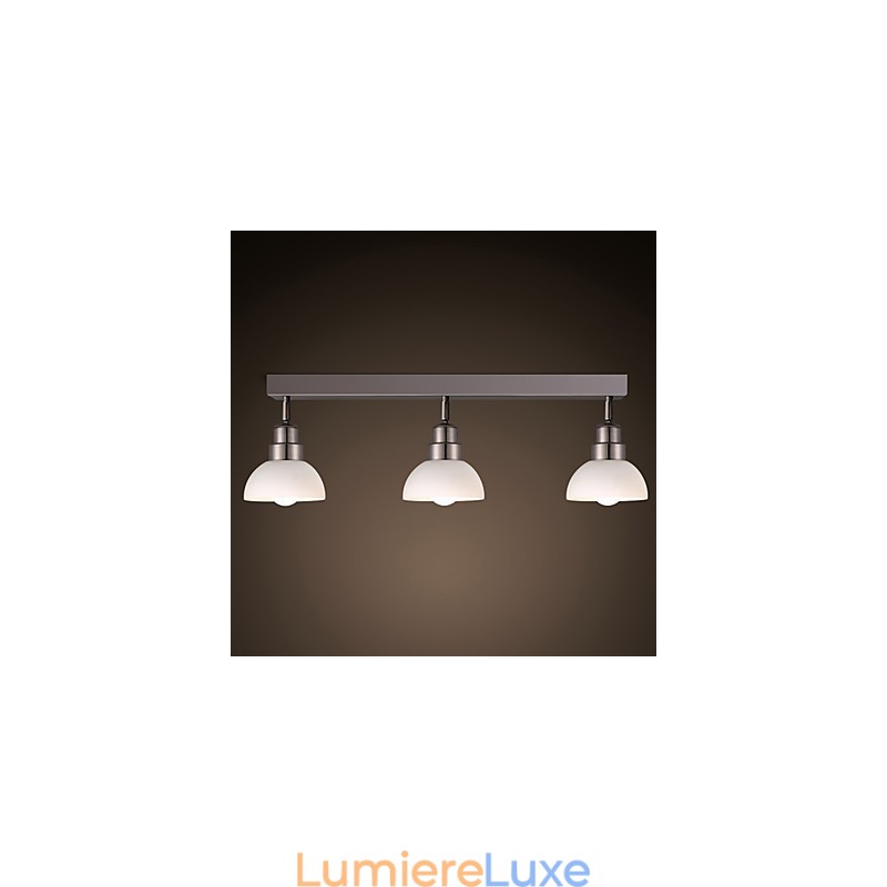 Plafonnier Trinal en verre blanc avec cadre en aluminium, design moderne et tendance