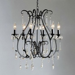 Lustre moderne en cristal à 6 lumières avec bougie