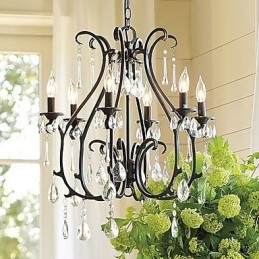 Lustre moderne en cristal à 6 lumières avec bougie