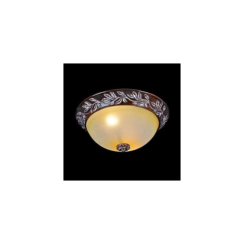 Plafonnier blanc jaune verre résine argent sculpture classique européen