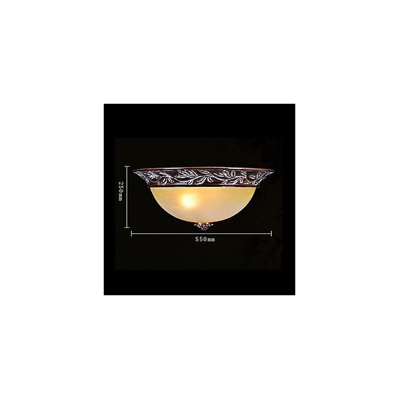 Plafonnier blanc jaune verre résine argent sculpture classique européen
