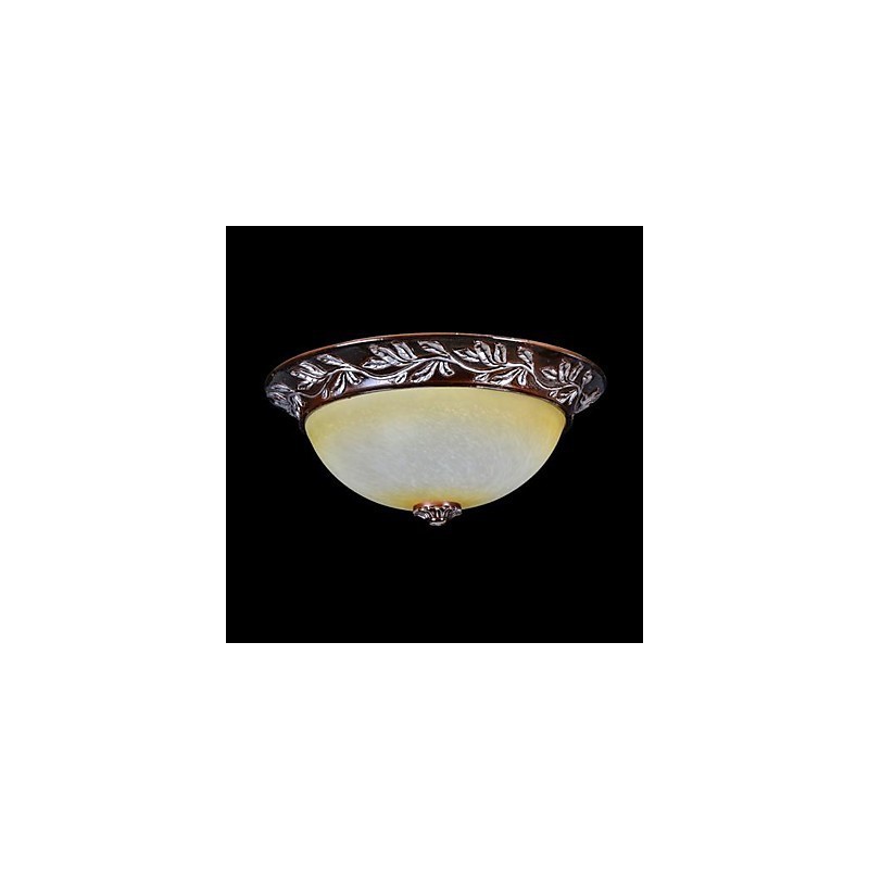 Plafonnier blanc jaune verre résine argent sculpture classique européen