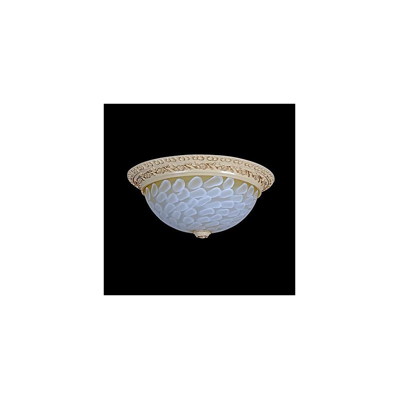 Plafonnier blanc à motifs en verre, résine, sculpture dorée, style européen classique