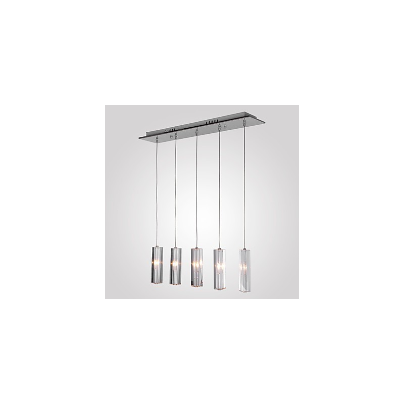 Suspension moderne contemporaine en cristal et métal chromé