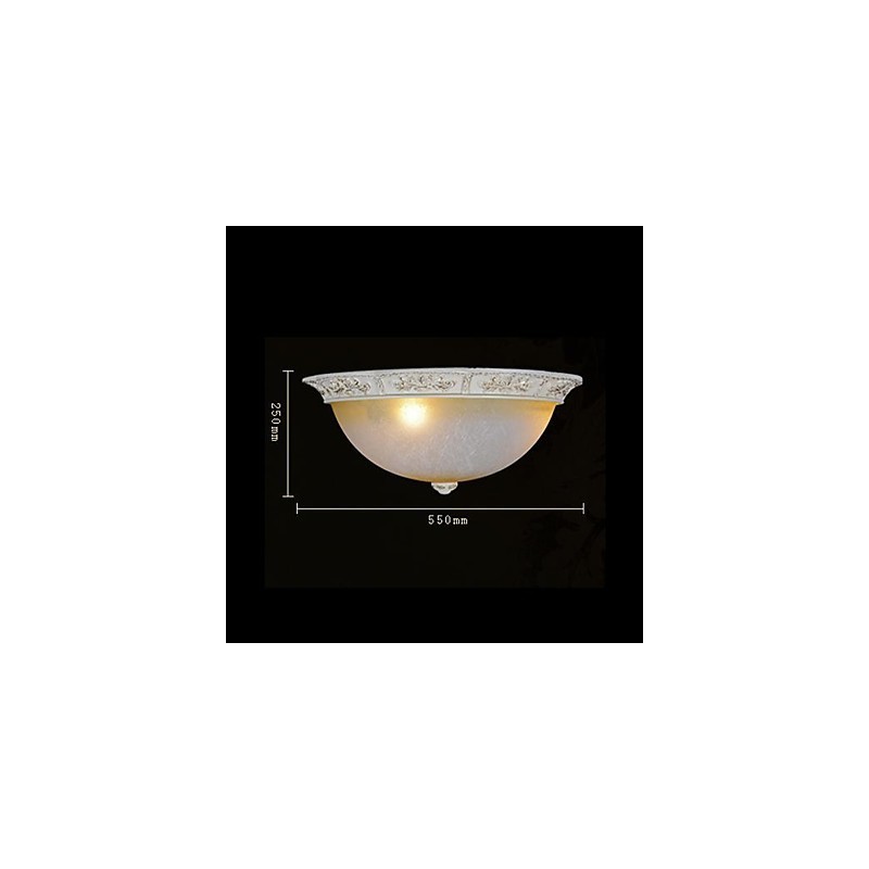 Plafonnier blanc en verre jaune blanc, motif sculpté en résine, style classique européen