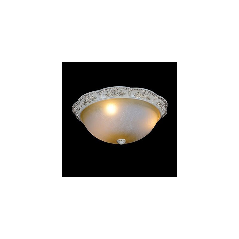 Plafonnier blanc en verre jaune blanc, motif sculpté en résine, style classique européen