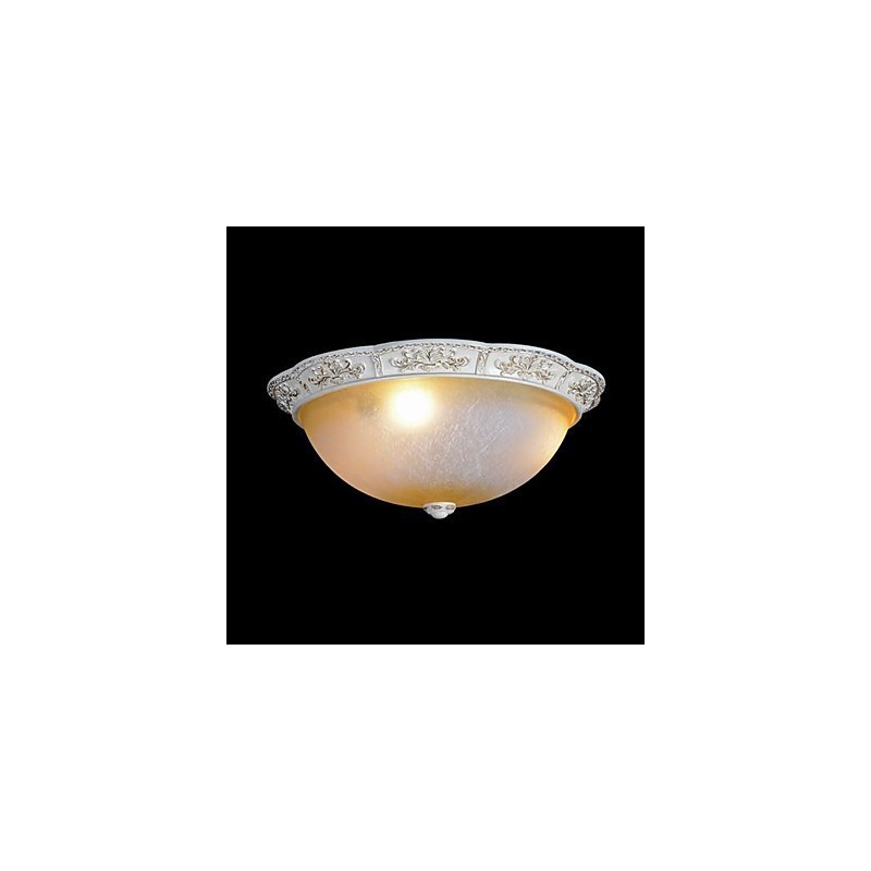 Plafonnier blanc en verre jaune blanc, motif sculpté en résine, style classique européen
