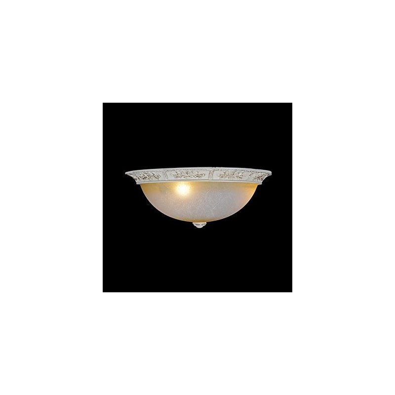 Plafonnier blanc en verre jaune blanc, motif sculpté en résine, style classique européen