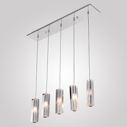 Suspension moderne contemporaine en cristal et métal chromé