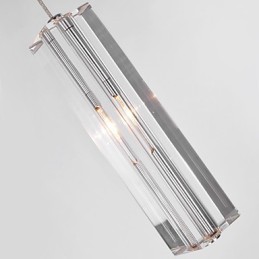 Suspension moderne contemporaine en cristal et métal chromé