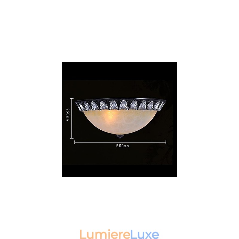 Plafonnier à motif en verre, résine, sculpture argentée, style européen classique