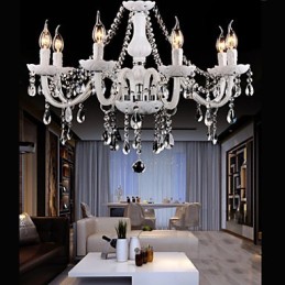 Lustre en cristal moderne à 6 lumières en verre contemporain