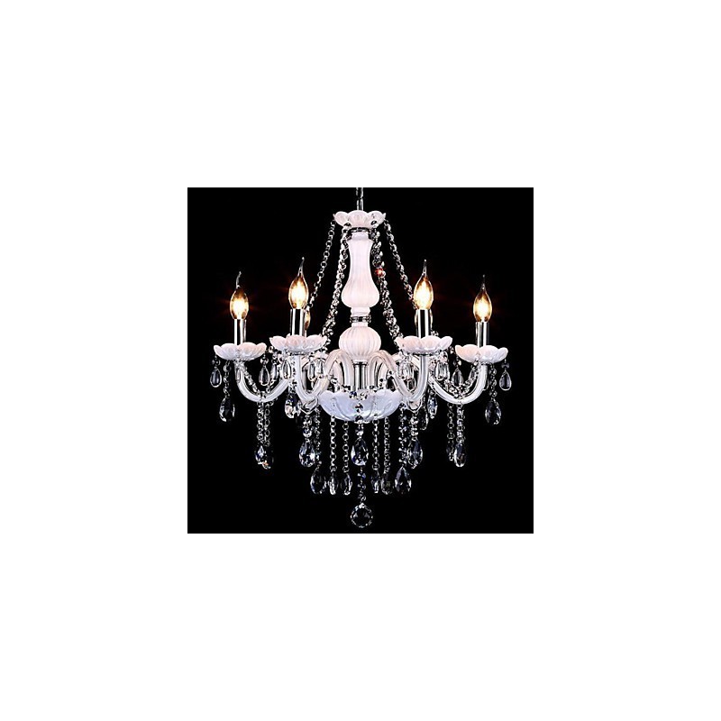 Lustre en cristal moderne à 6 lumières en verre contemporain