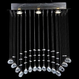 Plafonnier traditionnel classique en métal chromé et cristal