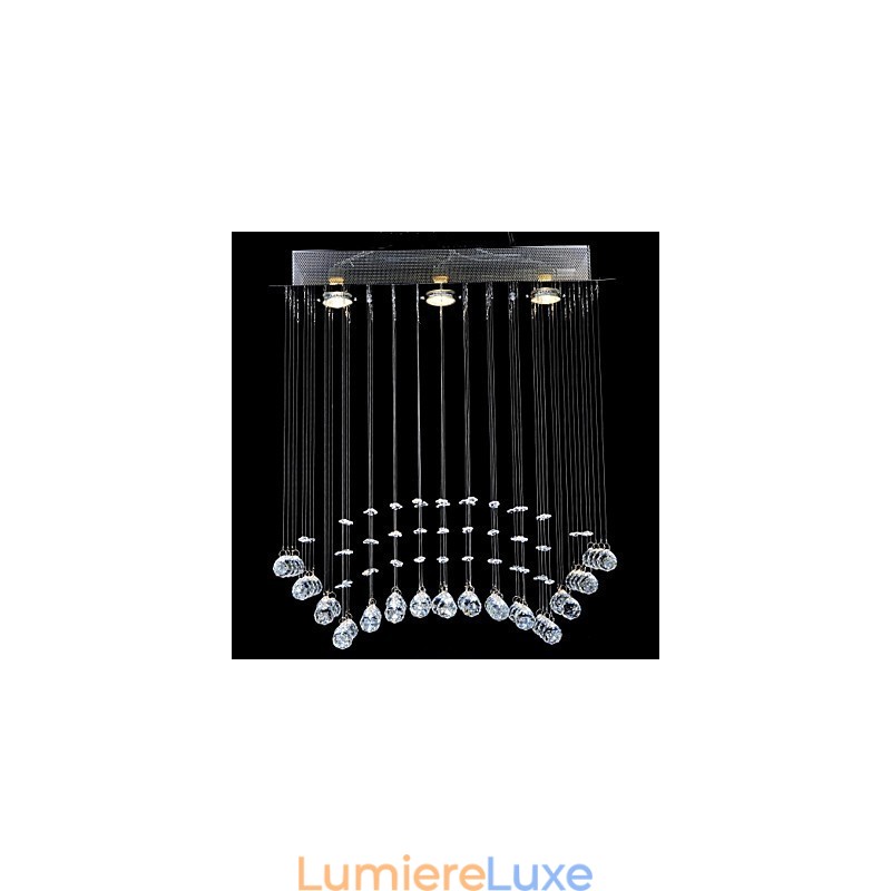 Plafonnier traditionnel classique en métal chromé et cristal