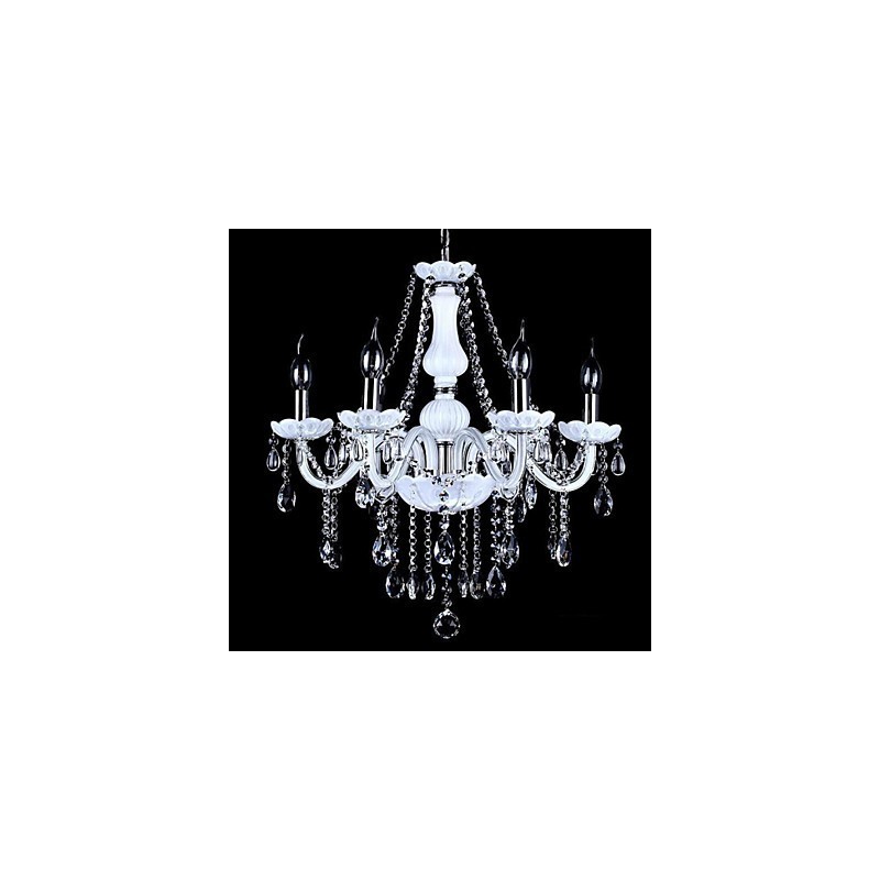 Lustre en cristal moderne à 6 lumières en verre contemporain