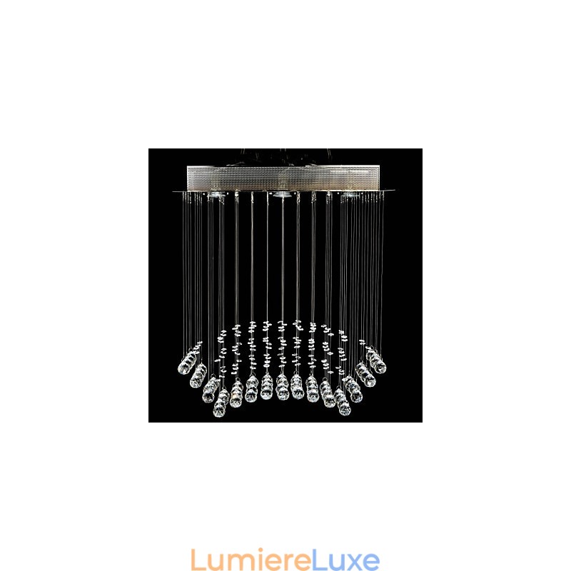 Plafonnier traditionnel classique en métal chromé et cristal