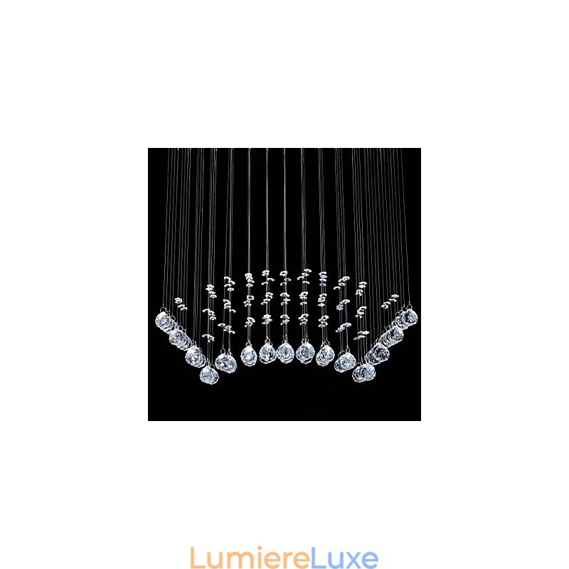 Plafonnier traditionnel classique en métal chromé et cristal