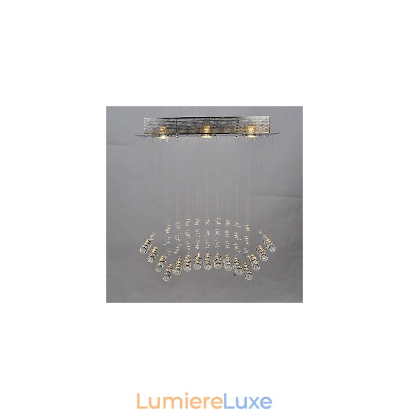 Plafonnier traditionnel classique en métal chromé et cristal