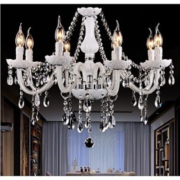 Lustre en cristal moderne 8 lumières en verre contemporain