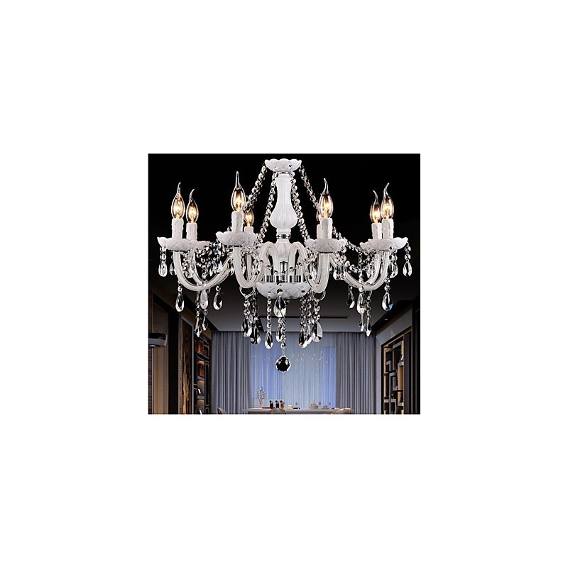 Lustre en cristal moderne 8 lumières en verre contemporain