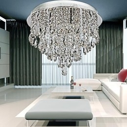 Plafonnier moderne contemporain en cristal chromé