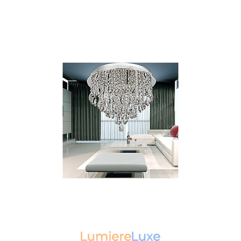 Plafonnier moderne contemporain en cristal chromé