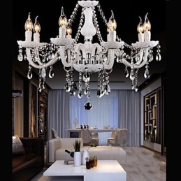 Lustre en cristal moderne 8 lumières en verre contemporain