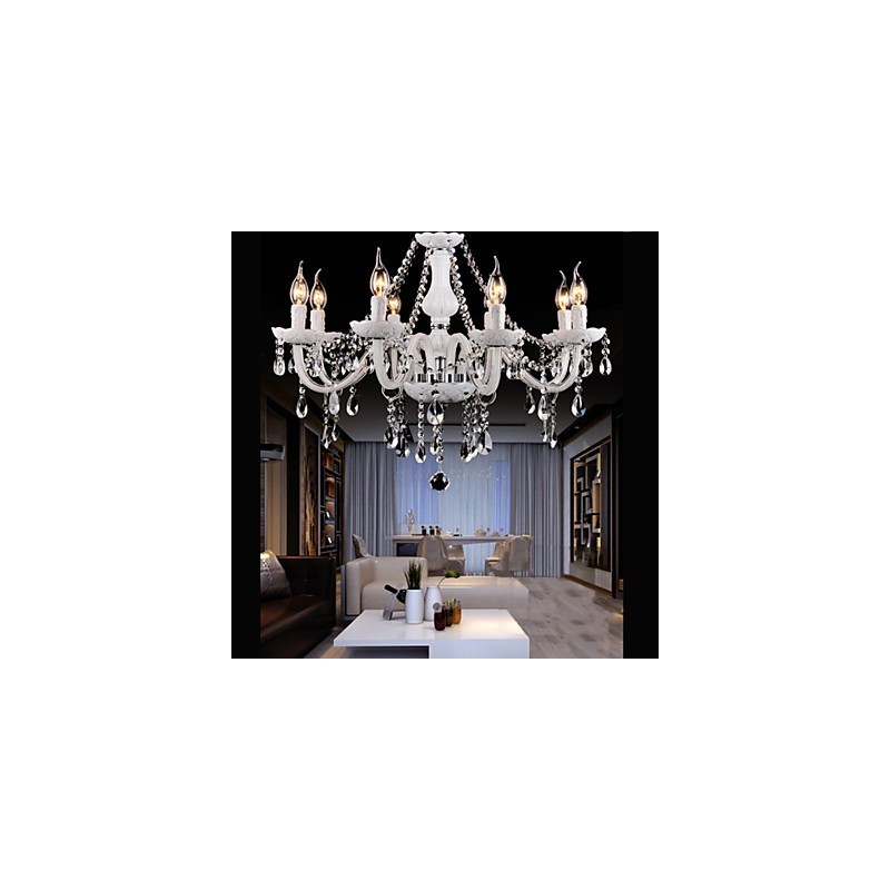 Lustre en cristal moderne 8 lumières en verre contemporain