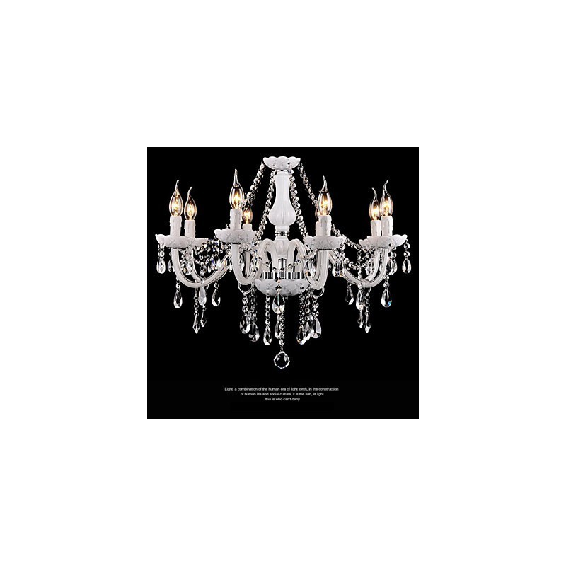 Lustre en cristal moderne 8 lumières en verre contemporain