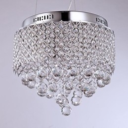Plafonnier moderne contemporain en métal chromé et cristal