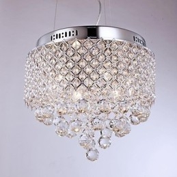 Plafonnier moderne contemporain en métal chromé et cristal