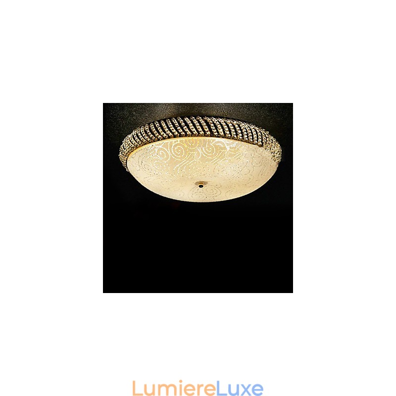 Plafonnier luxueux à 4 lumières en métal doré