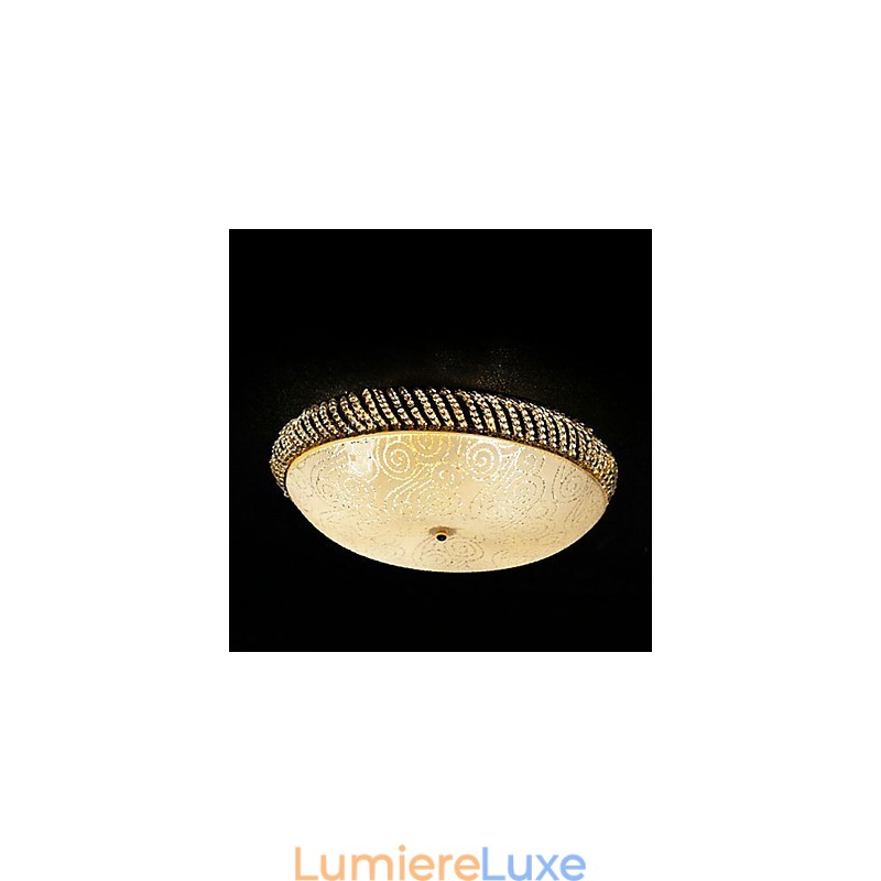 Plafonnier luxueux à 4 lumières en métal doré