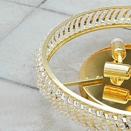 Plafonnier luxueux à 4 lumières en métal doré