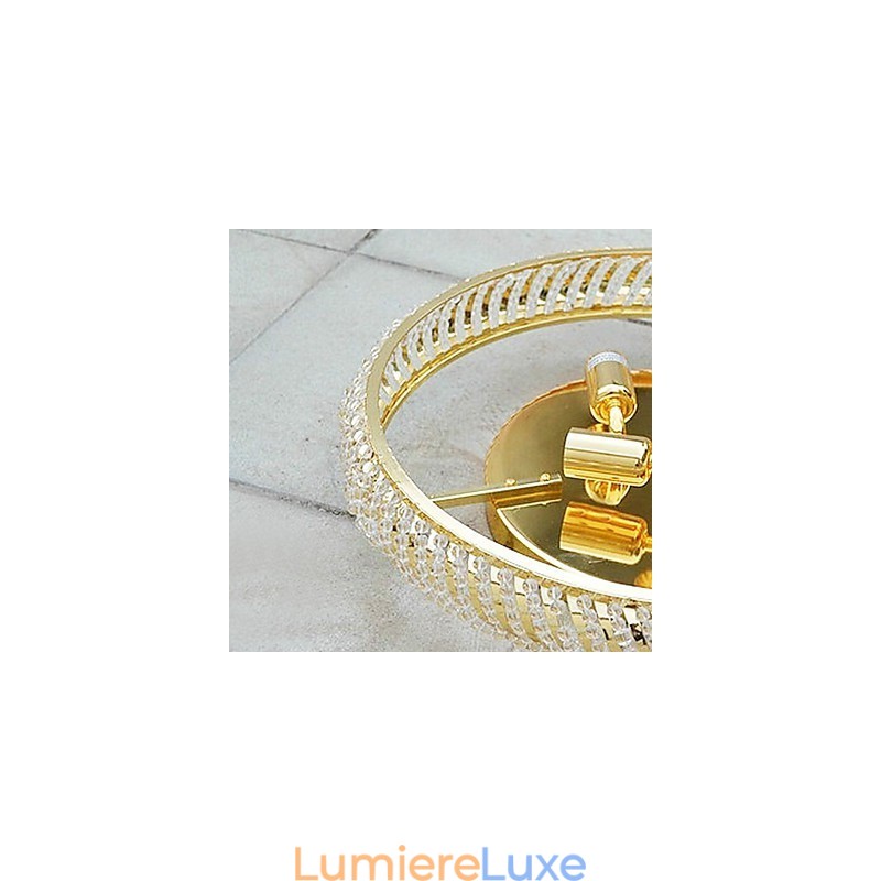 Plafonnier luxueux à 4 lumières en métal doré