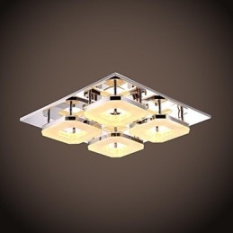 Plafonnier en acrylique moderne à 4 lumières, galvanoplastie en acier inoxydable