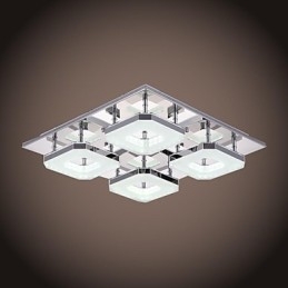 Plafonnier en acrylique moderne à 4 lumières, galvanoplastie en acier inoxydable