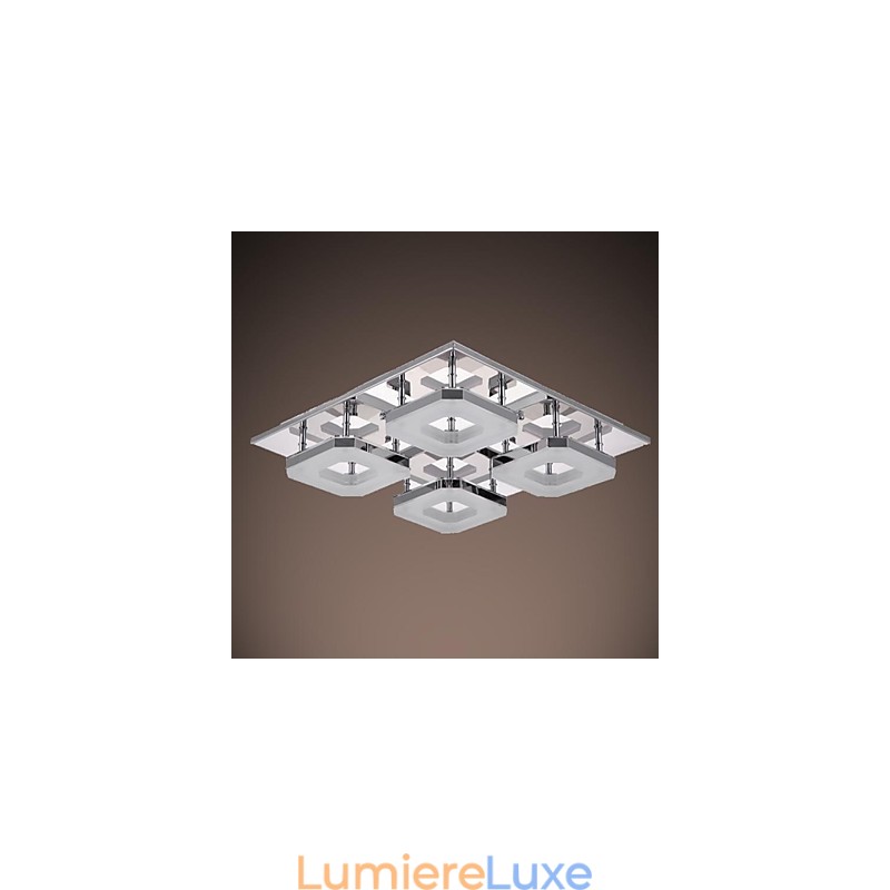 Plafonnier en acrylique moderne à 4 lumières, galvanoplastie en acier inoxydable